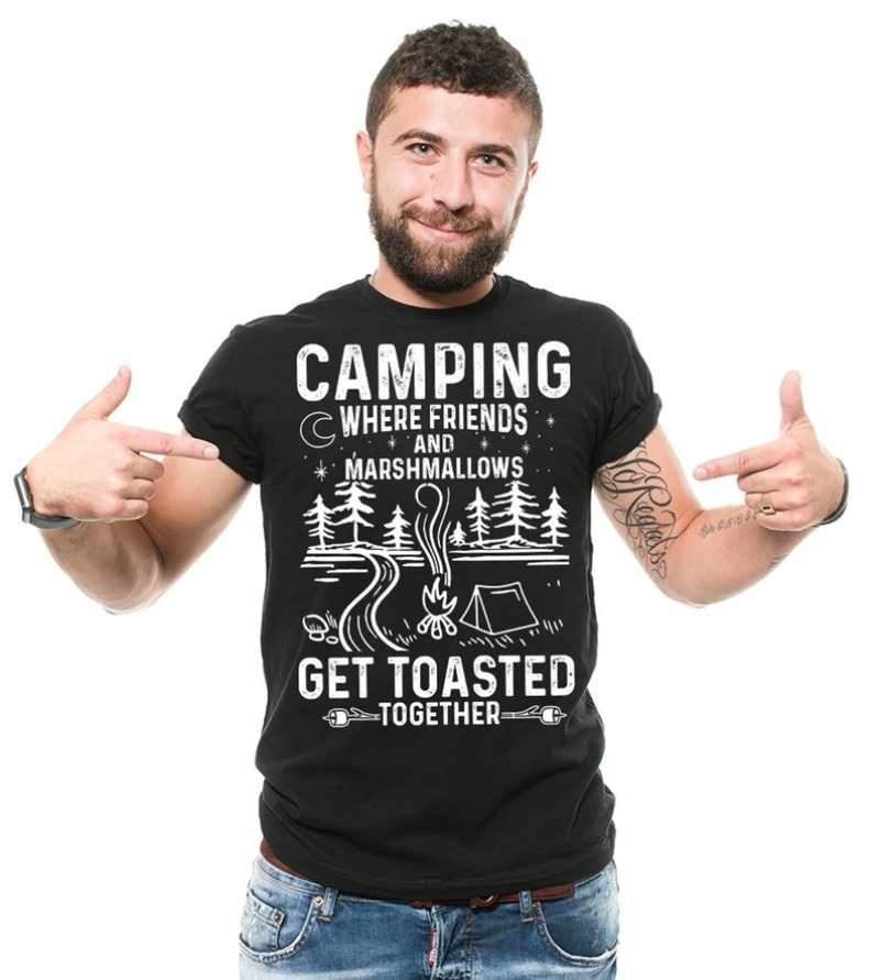 Men Short T-Shirt Funny Campin - Outdoor Adventure Friends review and price